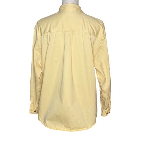 Talbots Buttery Yellow Button Down with Front Pockets & Cuffed Sleeves Size Med - Picture 3 of 5